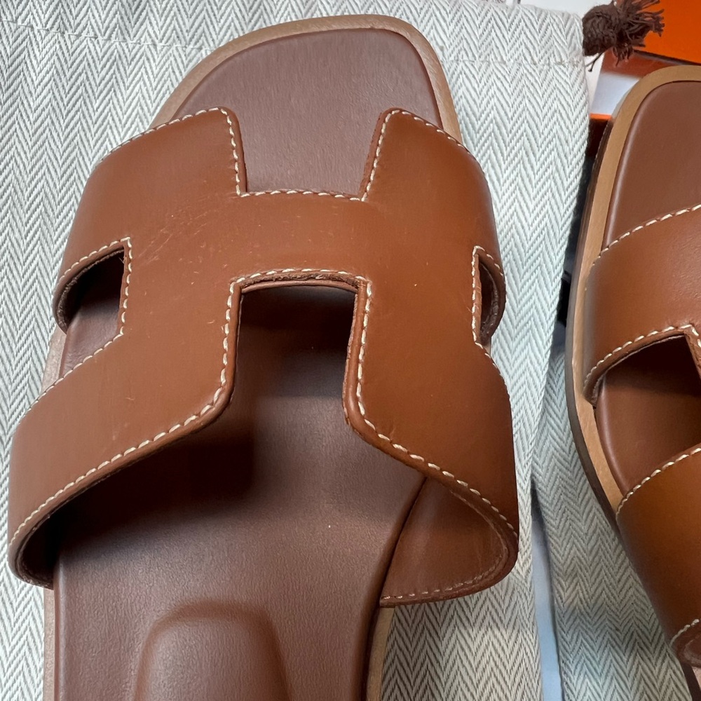 Hermès Tan Leather Sandals, Soles- size euro 35/us 5-5.5 ORAN Sandal - Picture 5 of 15